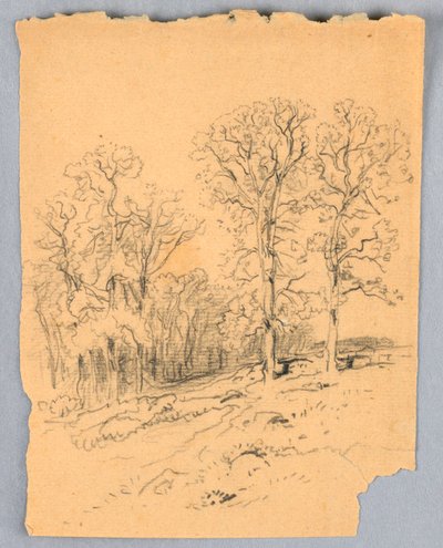 Landscape Sketch with a Hilly Country Road by Samuel Colman