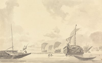 Boats on the Hooghly River by Samuel Davis