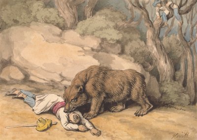 A Bear Attacking a Fallen Indian by Samuel Howitt