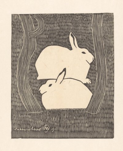 Two Snow Hares by Samuel Jessurun de Mesquita