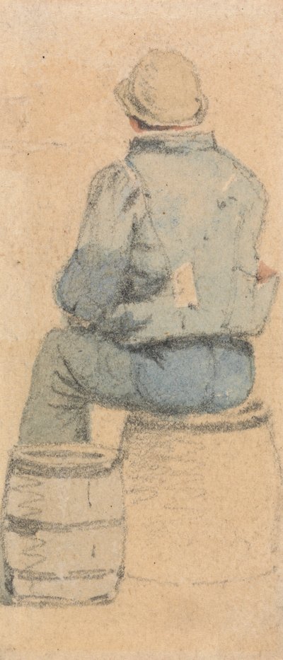 A Seated Peasant Boy Seen From Behind by Samuel Prout