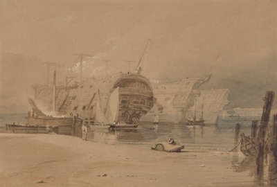 Hulks at Plymouth by Samuel Prout
