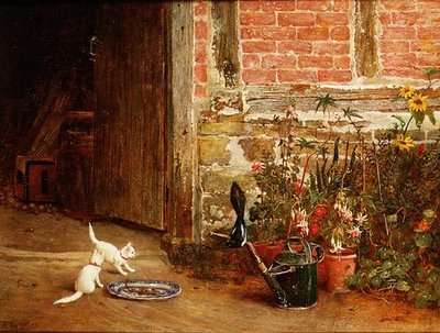 Two White Kittens in a Garden by Samuel Walker