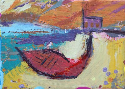 Red Boat Iona by Sara Hayward