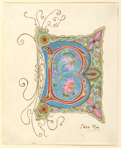 Drawing, Illuminated Initial by Sara Ker