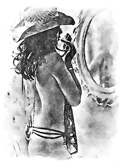 Woman with Cowboy Hat by SaskiaBJ