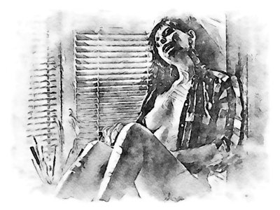Naked Woman in Checkered Shirt by SaskiaBJ