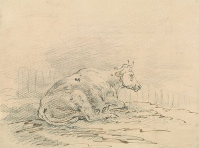 Cow Lying Next to a Fence by Sawrey Gilpin