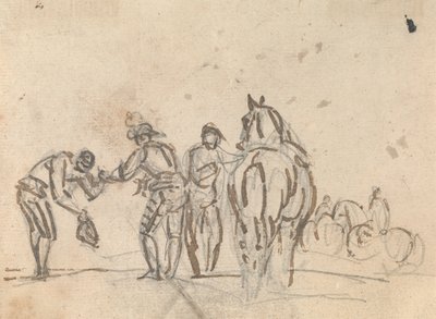 Three Figures beside a Horse by Sawrey Gilpin