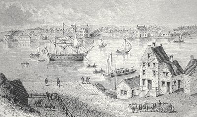 The ferry, New York, c.1750 by School American