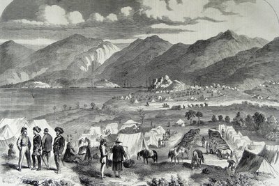 Camp of the Sikh Cavalry at Cowloong by School Chinese