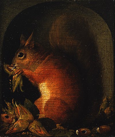 Red Squirrel in a Niche with Nuts by School English