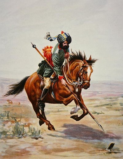 Tent Pegging, Indian Cavalry by School English