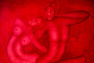 Acrylic Painting on Canvas Fusion by School Indian