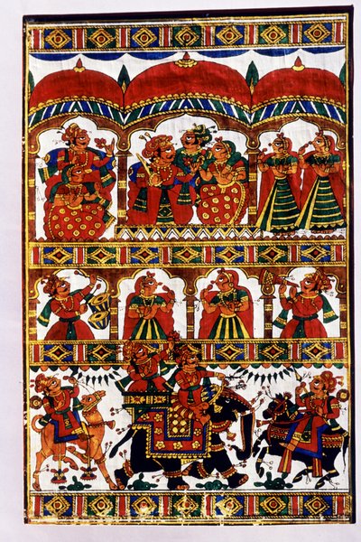 Miniature Cloth Painting, India by School Indian