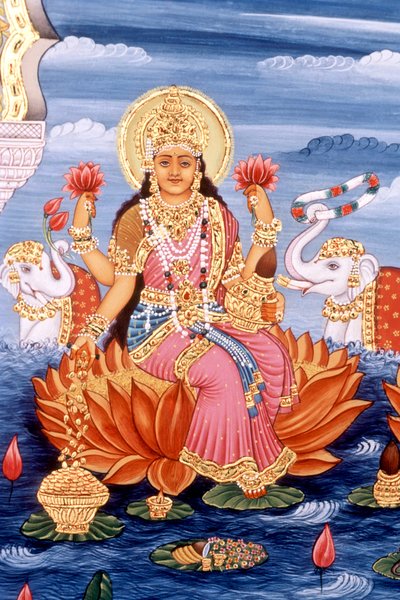 Miniature Painting of Goddess Laxmi, India by School Indian
