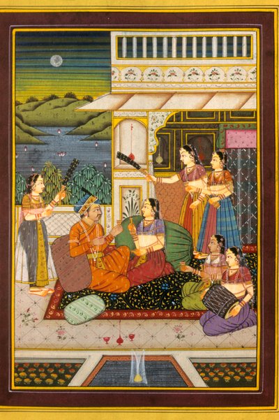 Mughal Miniature Painting, Love Scenes, India by School Indian