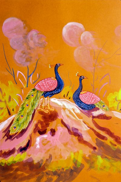 Peacock Pair, Jaipur School, Rajasthan, India by School Indian