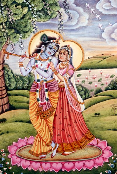 Radha Krishna Miniature Painting, India by School Indian