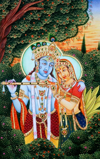Radha Krishna Miniature Paintings by School Indian