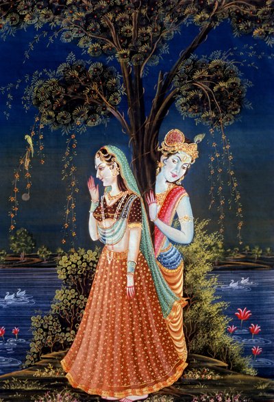 Radha Krishna Miniature Paintings by School Indian