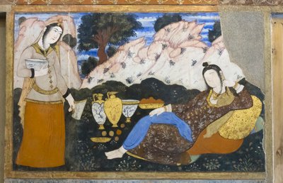 Fresco at Chehel Sotoun Palace, Esfahan, Iran by School Iranian