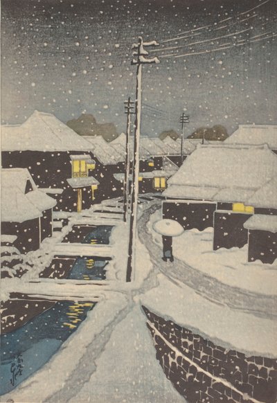 Evening Snow by School Japanese
