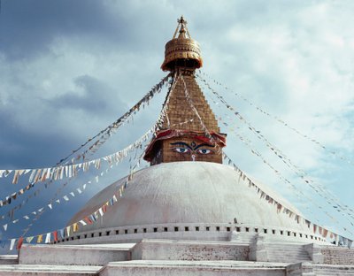 View of the Buddhist Stupa, 8th century by School Nepalese
