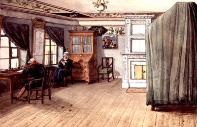 Neo-Classical Writing Room with an Elderly Couple by School Russian