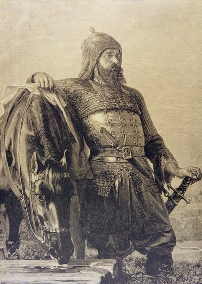 Russian soldier with his horse by School Russian