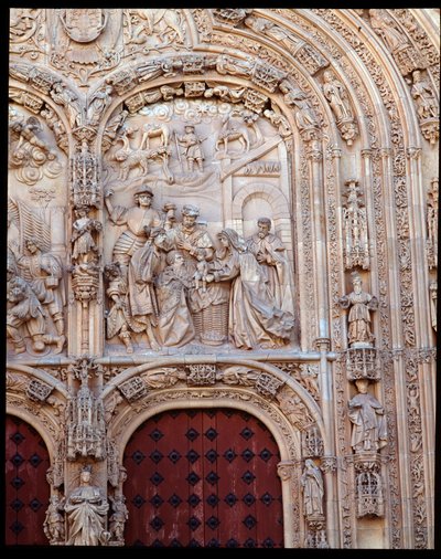 Nativity (detail) of Gothic Plateresque Facade by School Spanish