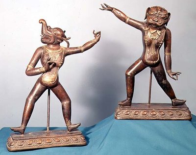Two Figures of Dakinis by School Tibetan