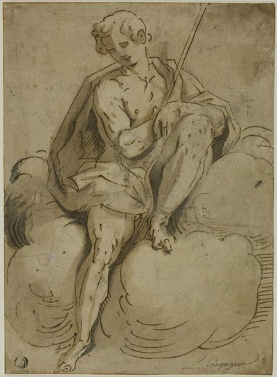 Seated Saint John the Baptist by School of Luca Cambiaso