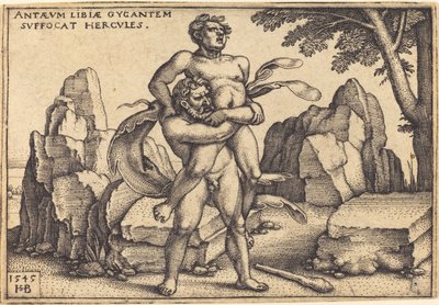 Hercules Killing Antaeus by Sebald Beham