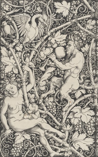 Wallpaper with Satyr Family, 1515 by Sebald Beham