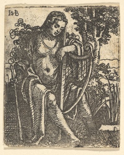 Woman with a Harp by Sebald Beham
