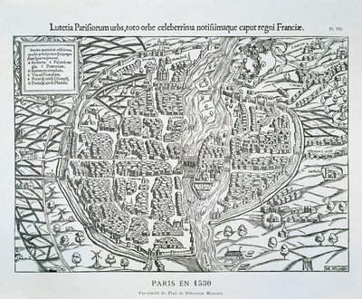 Paris city plan by Sebastian (after) Münster