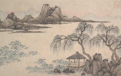 Landscape with Pavilion and Willows by Shen Zhou