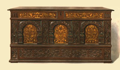 Oak Inlaid Chest by Shirley Charles Llewellyn Slocombe