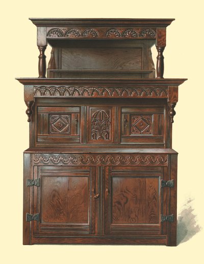 Tridarn, oak court cupboard by Shirley Charles Llewellyn Slocombe