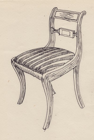 Chair with striped seat by Shirley Markham