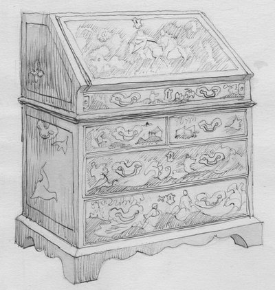 Red Lacquer Cabinet by Shirley Markham