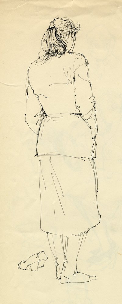 Woman in stockinged feet from behind by Shirley Markham