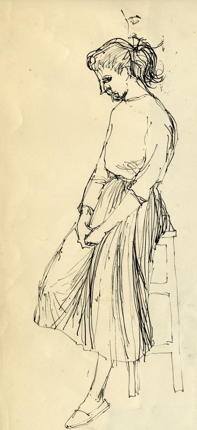 Woman sitting on a stool by Shirley Markham
