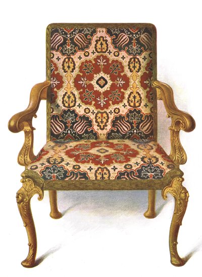 Gilt Chair Covered in Needlework, 1906 by Shirley Charles Llewellyn Slocombe