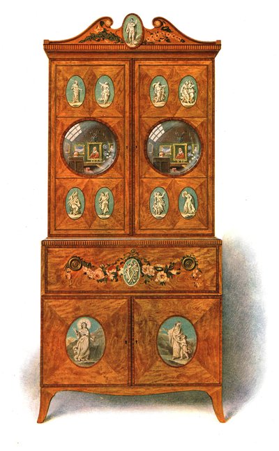 Painted Satin-wood Writing-Cabinet by Shirley Charles Llewellyn Slocombe