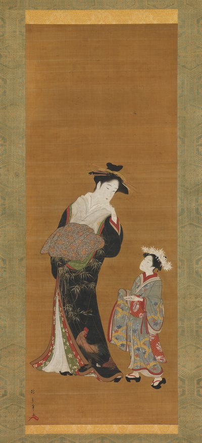 Courtesan and Her Attendant, 18th century by Shunsho