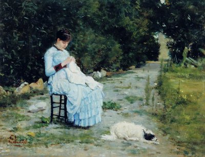 In the Garden, c.1883 by Silvestro Lega
