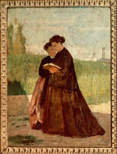 Walking in Garden by Silvestro Lega
