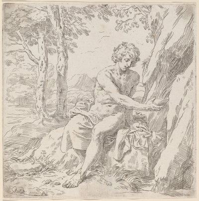 Saint John the Baptist in the Desert by Simone Cantarini